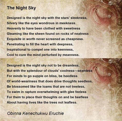 The Night Sky Poem By Obinna Kenechukwu Eruchie Poem Hunter