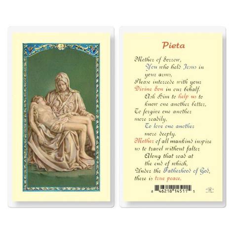 pieta mother of sorrow laminated prayer card