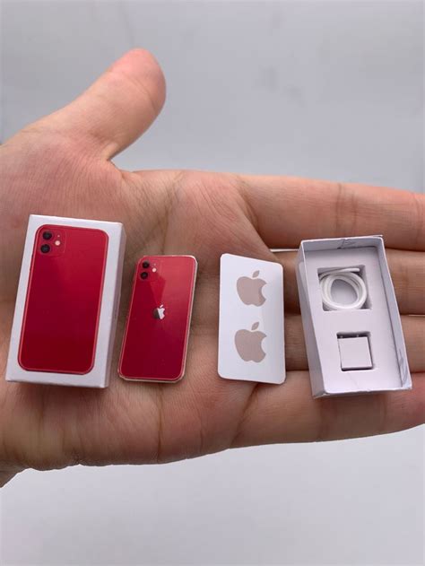Miniature Iphone 11 Red Dollhouse Miniatures Diy Dollhouse