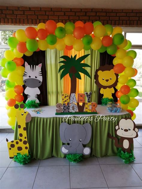 Baby Shower Safari Mesa De Regalos En 2021 Decoraciones De Fiestas