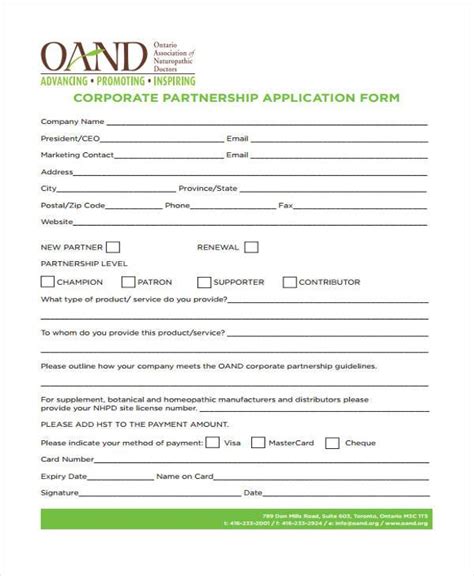 Free 8 Sample Partnership Application Forms In Pdf Ms Word