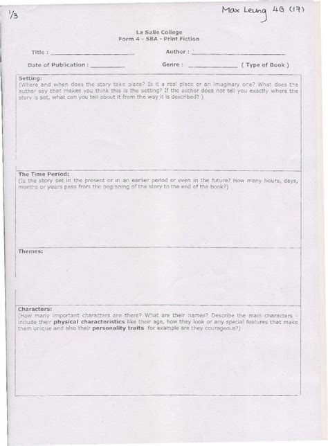 Pdf English Sba Book Report Format Dokumentips