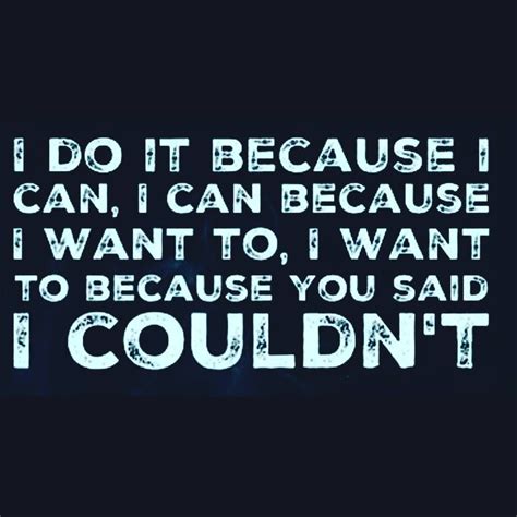 I do it because I can, I can because I want to, I want to because you said I COULDN'T ...