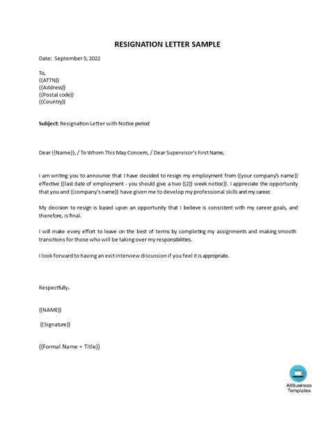 Short Simple Resignation Letter Sample For Your Needs Letter Template