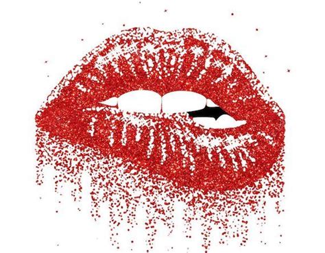 Sparkle Lips Glitter Lips Red Glitter Glamour Print Lip Artwork