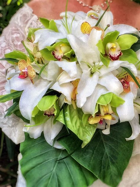 Bridal Bouquet Of Casablanca Lilies Anthurium And Orchids Bridal