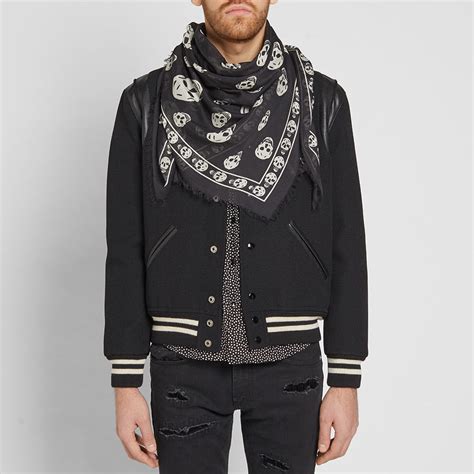 Alexander Mcqueen Skull Scarf Black And Ivory End Us