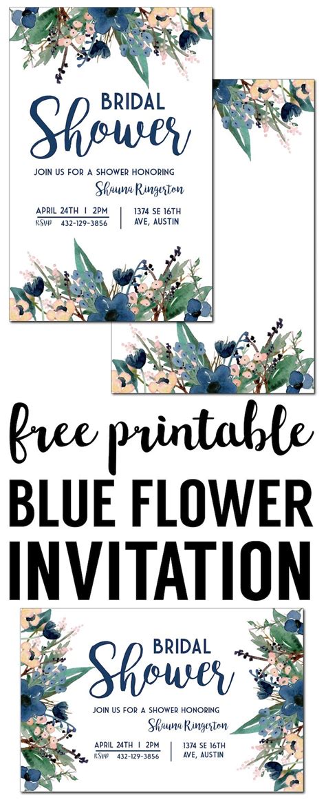 Blue Free Printable Invitation Templates Paper Trail Design
