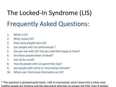 Frequently Asked Questions About The Locked In Syndrome Ppt