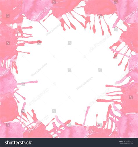Watercolor Pink Splash Border Frame Abstract Stock Illustration