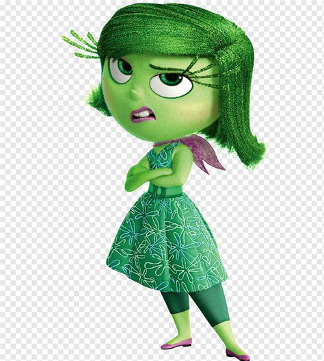 Mujer Con Personaje De Dibujos Animados De Pelo Verde Riley Disgust