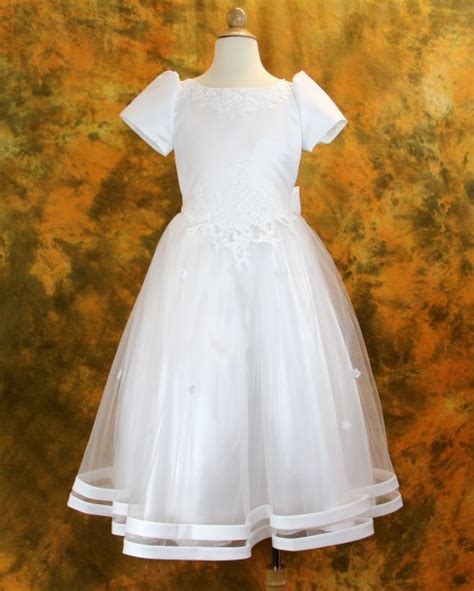 First Communion Dress With Satin And Tulle