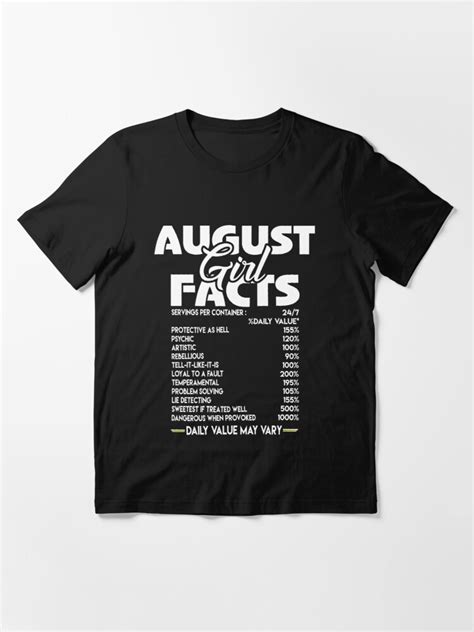 August Girl Facts T Shirt T Shirt By Benshop Redbubble