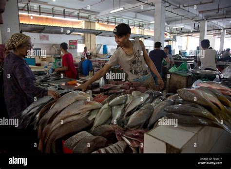 The Waterfront Fish Market Sandakan Sabah Borneo Malaysia Stock Photo