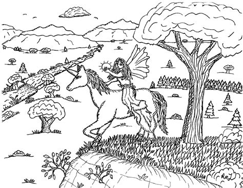 Fairy Riding A Unicorn Coloring Page Coloring Pages