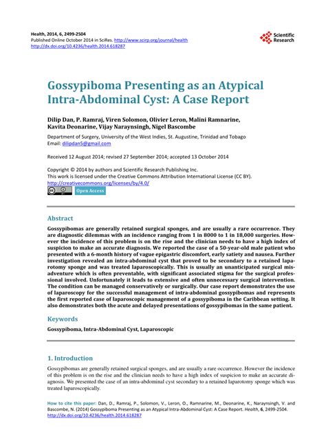 Pdf Gossypiboma Presenting As An Atypical Intra Abdominal Cyst A