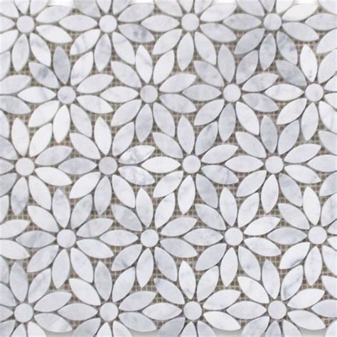 carrara white marble daisy flower pattern mosaic tile honed mosaic tiles mosaic daisy flower