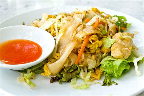 Thai Style Noodles With Vegetables And Chicken Photograph by Tosporn Preede