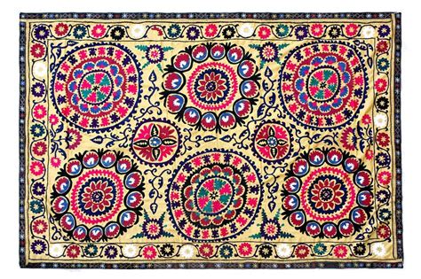 Handmade Vintage Suzani S2244 Suzani Byzantine Textile Design Ikat Psychedelic Fiber Art