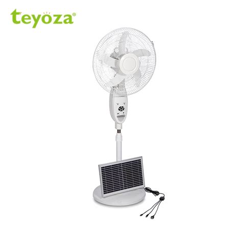Teyoza Tisen 12v 16 Inch Solar Fan Rechargeable Stand Fan Solar Ventilation Floor Fan With