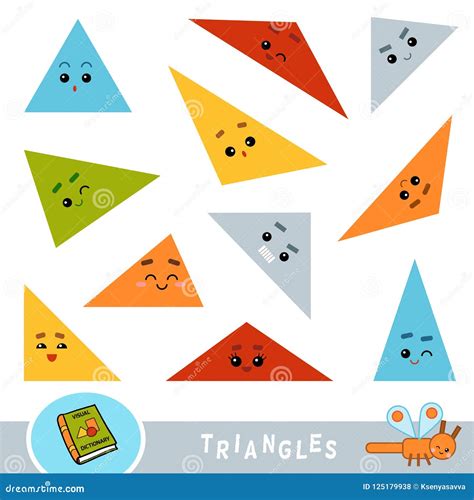 Colorful Set Of Triangular Shape Objects Visual Dictionary Stock