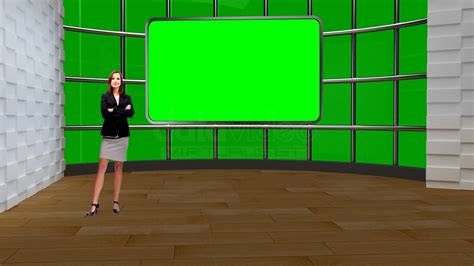 Talkshow 018 TV Studio Set Virtual Green Screen Background PSD
