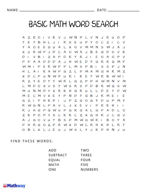 Math Word Search Printable