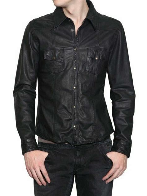 Pre Owned King Leathers Classic Mens High Quality Real Leather Shirt