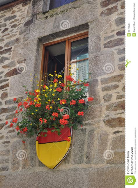 Medieval Building With Flowers Stock Photo Image Of Sheild