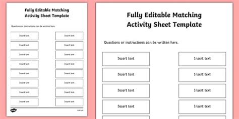 Fully Editable Matching Worksheet Template Worksheet