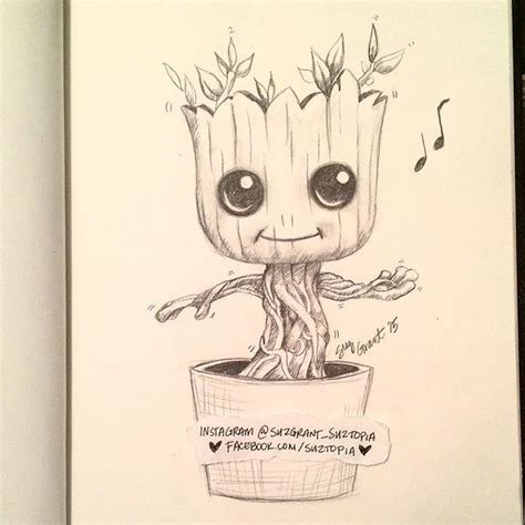 Day 4 Suztopia 30 Day Sketch Challenge Baby Groot I Am Groot So