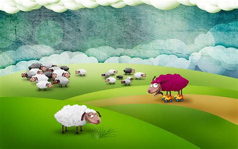 Hd Wallpaper Crazy Sheep To Pasture Cartoon Animals Background