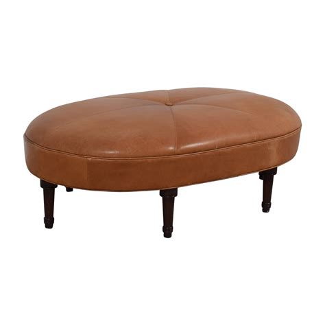 90 Off Oval Cognac Leather Ottoman Chairs