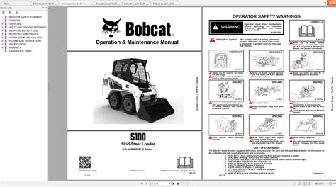 Bobcat Skid Steer Loader S100 Operation And Maintenance Manuals