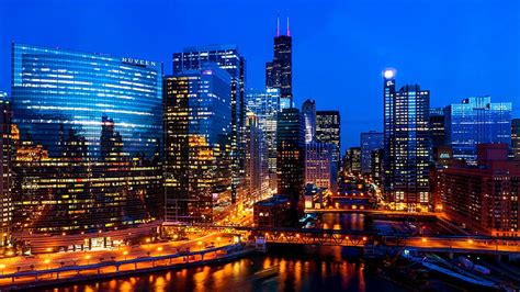 Hd Wallpaper Cityscape Chicago Building Skyline Dock Fisheye Lens