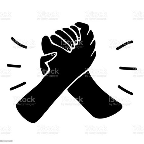 icône silhouette noire de deux mains bras se tenant ou se saluant vecteurs libres de droits et