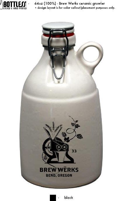 Deep Etched And Hand Painted Ceramic Beer Growler For Old Mill Brew Werks