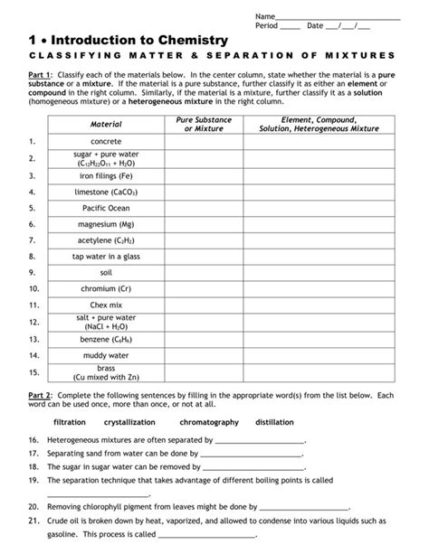 Classifying Matter Worksheet 9th Grade - Thekidsworksheet