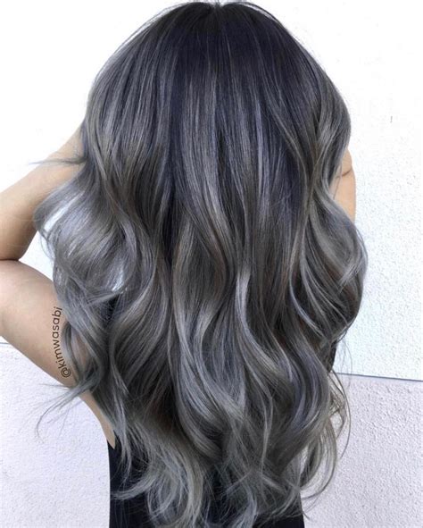 Ash Grey Balayage Trendy Hair Color Ombre Hair Color Hair Color Dark