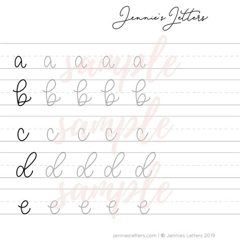 Hand Lettering Practice Worksheets Monoline Lowercase Alphabet