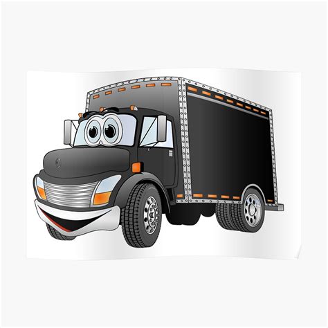 delivery truck black cartoon poster  graphxpro redbubble