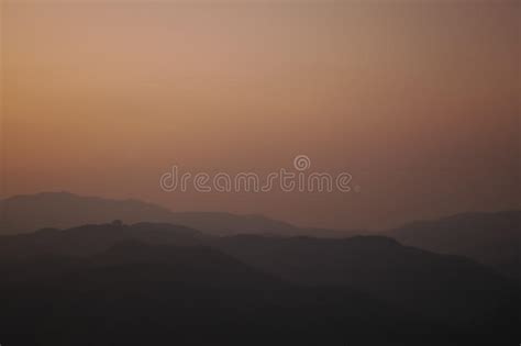 Sunset Dusk On The Peak Of Mountain Stock Photo Image Of Scenic