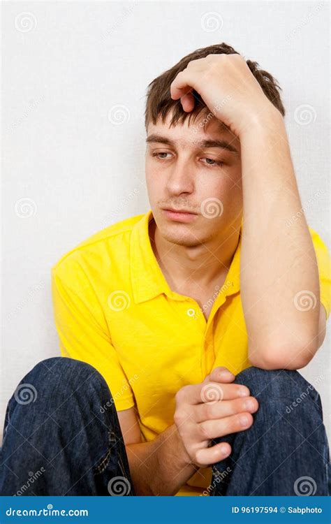 Sad Young Man Stock Photo Image Of Home Hurt Sadness 96197594