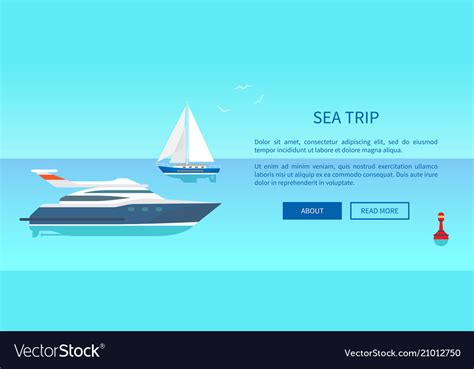 sea trip advertisement poster with nautical boat vector image
