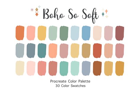 boho so soft procreate color palette color swatches etsy