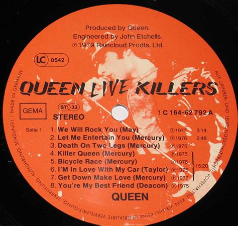 Queen Live Killers Gatefold Cover Rock Pop Glamrock 12 Lp Vinyl Album
