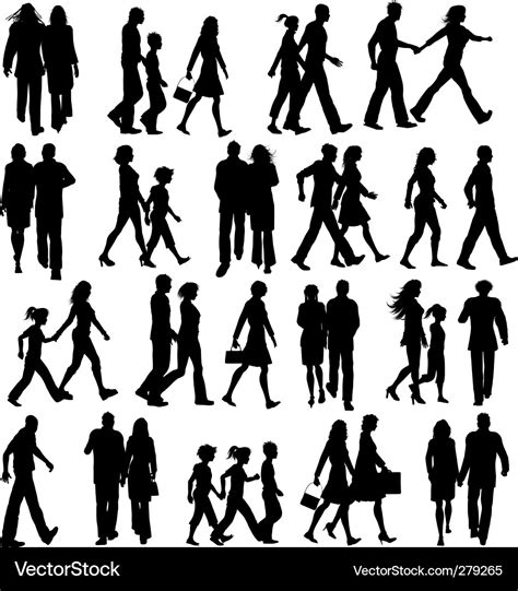 People Walking Silhouettes Royalty Free Vector Image