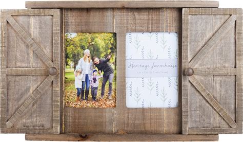 Multi Wood Barn Door Picture Frame 2 Openings Rustic Wall Photo Frame