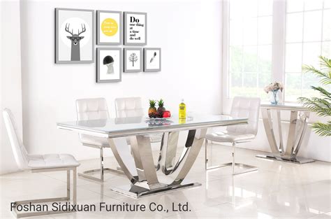 Acme fabiola dining table in stainless steel and black glass. China Modern Home Furniture Glass Top Stainless Steel ...