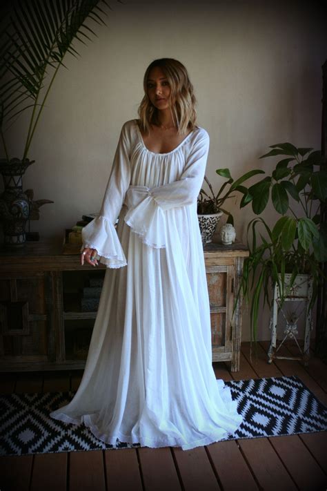 100 Cotton Nightgown Long Sleeve Jane Austen Full Sweep Etsy